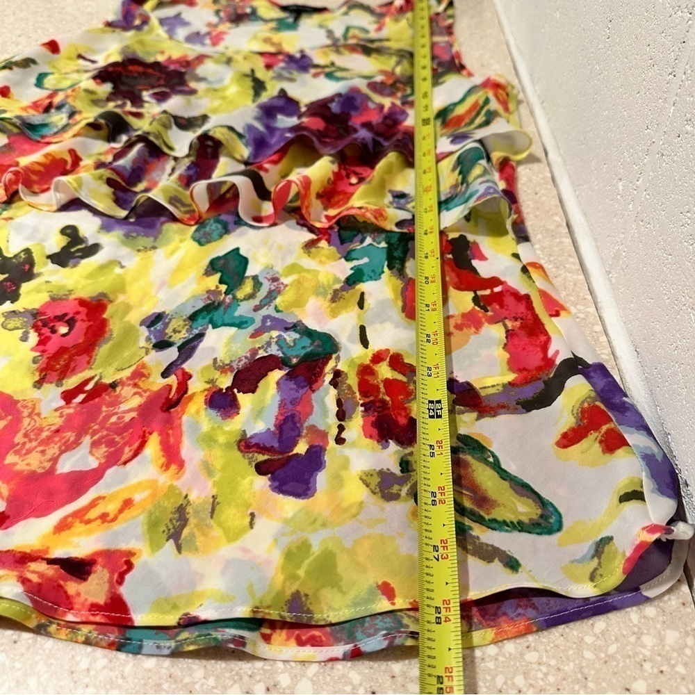 Daisy Fuentes Sleeveless Layered Floral Blouse Soft Vibrant No Sheer Large - Picture 14 of 16